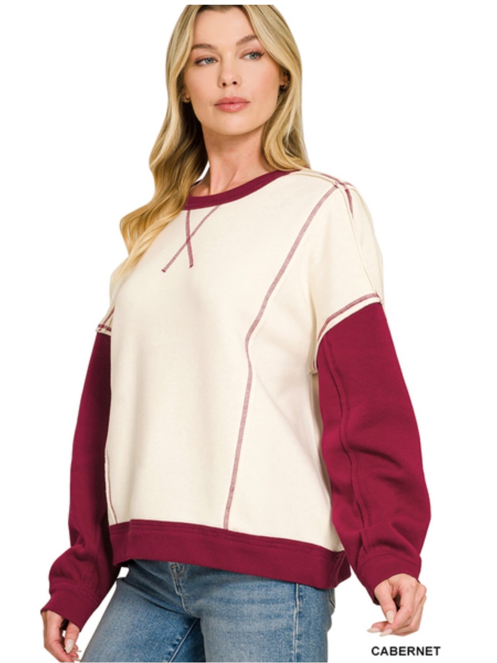 806 β€οΈ ZENANA FLEECE COLOR BLOCK
EXPOSED SEAM PULLOVER